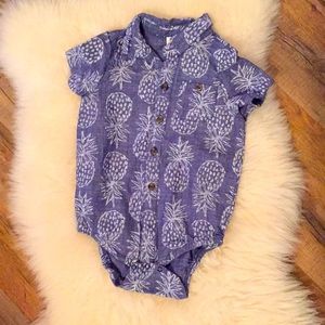Hawaiian pineapple chambray romper